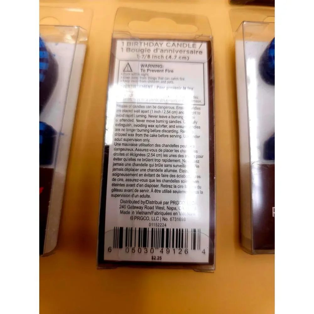 (10) Premium Papyrus Number 2 Candles Set of 10 Blue Stripes 1.875